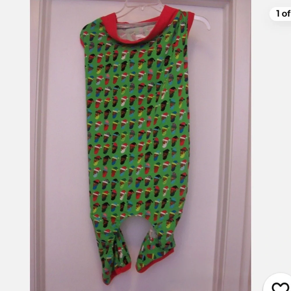 NWT Dog‎ One Piece African American Santa Claus Christmas Pajamas